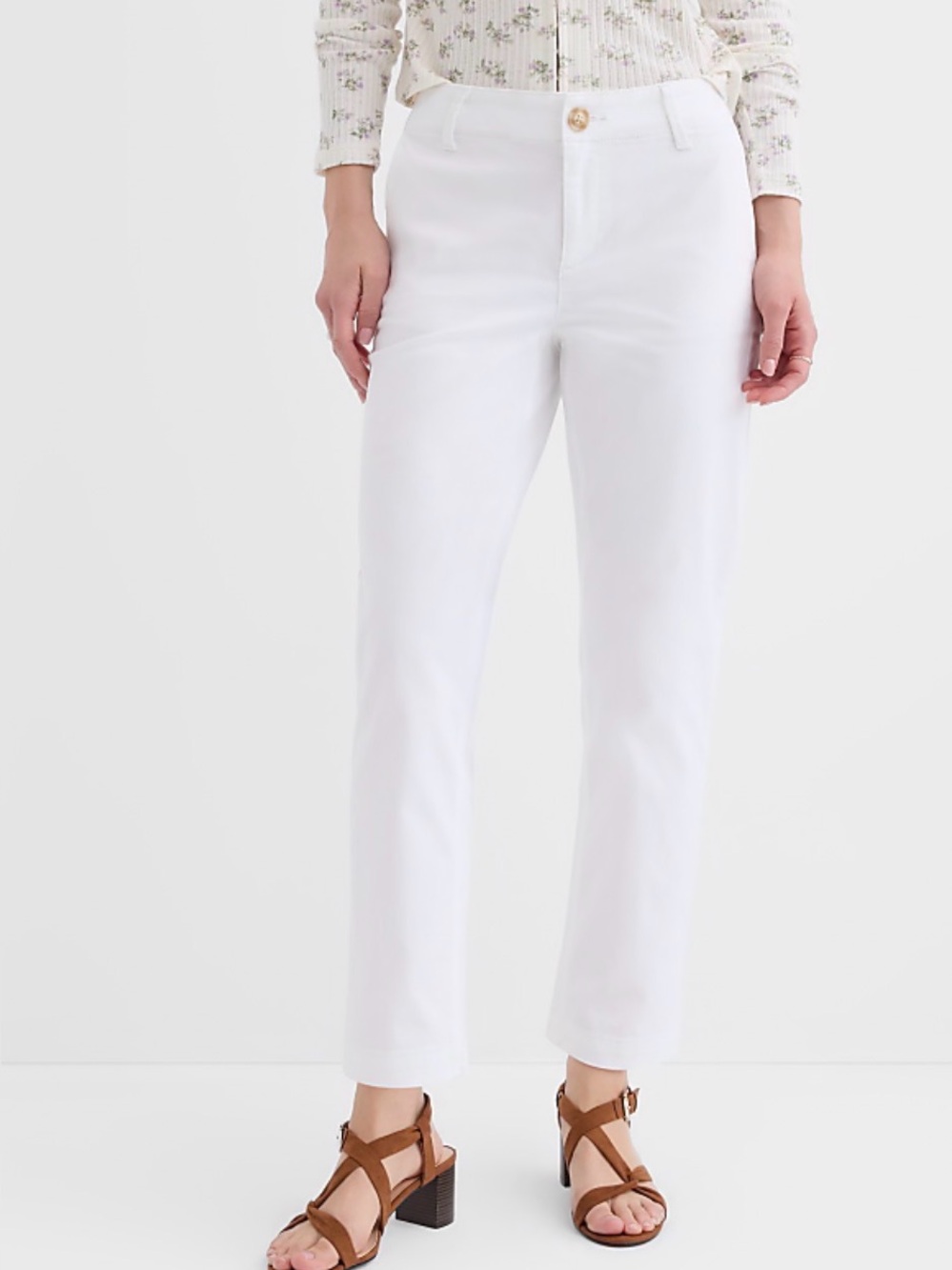 LOFT White Straight-Leg Chino Pants